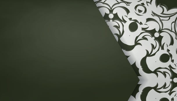 Dark green banner with white Greek ornament for design under logo or text vector