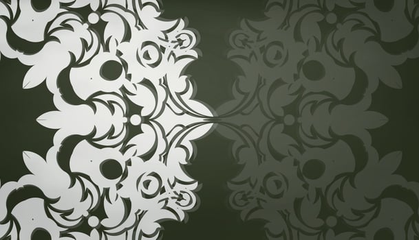 Dark green banner with abstract white ornament for design under your logo or text vector