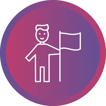 Unique Man With Flag Vector Line Icon