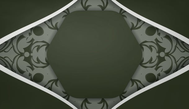 Dark green banner with Greek white ornaments and space for your logo or text vector