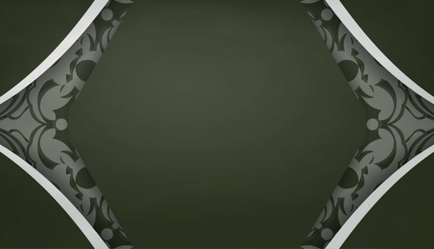 Dark green banner with luxurious white pattern for design under your logo or text vector