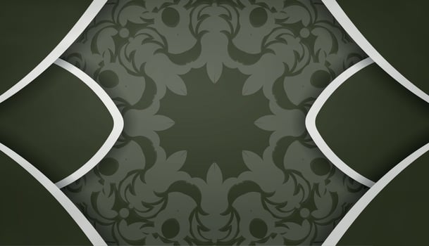 Dark green banner with vintage white pattern for design under your logo or text vector
