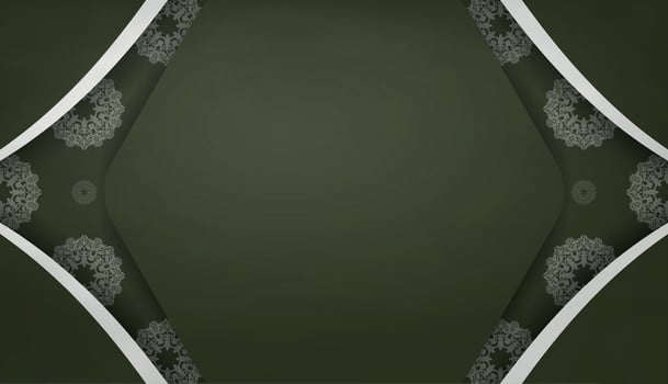 Dark green banner with Indian white ornaments and space for your logo or text vector