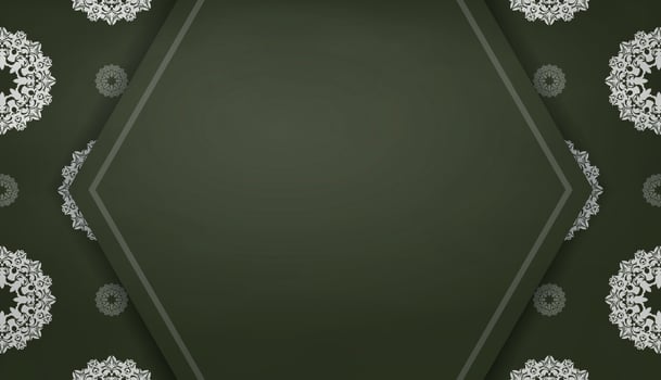 Dark green background with luxurious white ornaments and space for your text vector