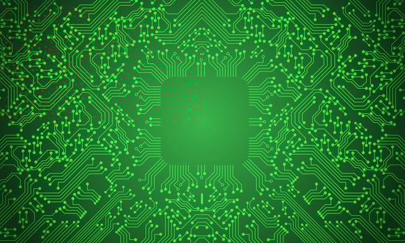 Green circuit line technology pattern on white background vector