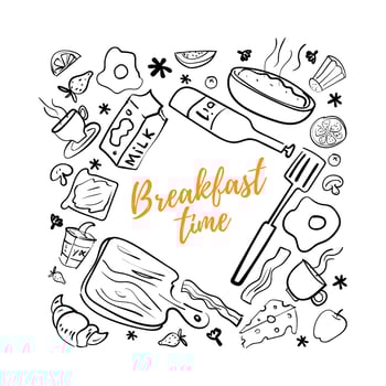 Cooking, breakfast and food background. Cooking banner for breakfast menu vector