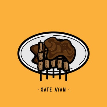 Simple hand drawn asian food vector