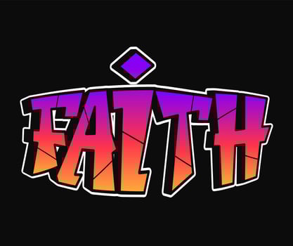 Faith word trippy psychedelic graffiti style letters.Vector hand drawn doodle cartoon logo faith illustration. Funny cool trippy letters, fashion, graffiti style print for t-shirt, poster concept vector