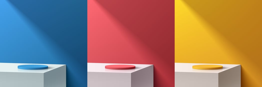 Colorful circular platforms in three shades vector