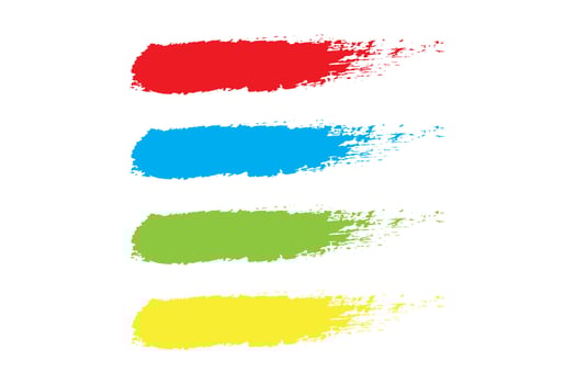 Colorful paint brush strokes, grungy ink strokes, multicolor paint stroke set vector