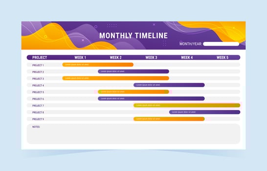 Monthly Timeline Calendar Template vector