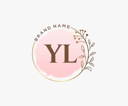Initial YL feminine logo. Usable for Nature, Salon, Spa, Cosmetic and Beauty Logos. Flat Vector Logo Design Template Element.