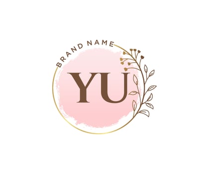 Initial YU feminine logo. Usable for Nature, Salon, Spa, Cosmetic and Beauty Logos. Flat Vector Logo Design Template Element.