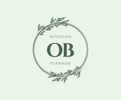 OB Initials letter Wedding monogram logos collection, hand drawn modern minimalistic and floral templates for Invitation cards, Save the Date, elegant identity for restaurant, boutique, cafe in vector