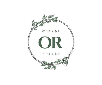 OR Initials letter Wedding monogram logos collection, hand drawn modern minimalistic and floral templates for Invitation cards, Save the Date, elegant identity for restaurant, boutique, cafe in vector