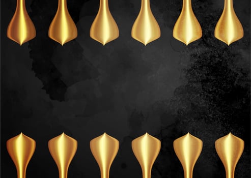 luxury gold geometric frame on grungy black background, vector illustration