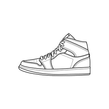 vector illustration of black and white sneakers, basketball shoes youth shoes