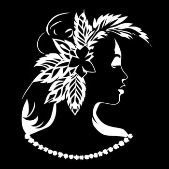Silhouette of a beautiful tribal girl with flowers in her hair. Design for embroidery, tattoo, t-shirt, mascot, logo. vector