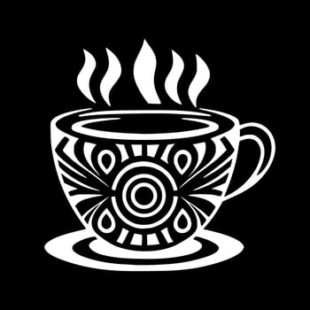 Stylized swirl, ornamental cup of tea. Design for embroidery, tattoo, t-shirt, mascot, logo. vector