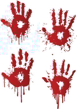 A collection of blood splats hand prints vector