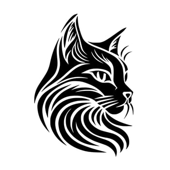 Stylized, ornamental cat portrait. Design for embroidery, tattoo, t-shirt, mascot, logo. vector