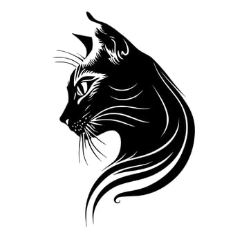 Stylized, ornamental cat portrait. Design for embroidery, tattoo, t-shirt, mascot, logo. vector