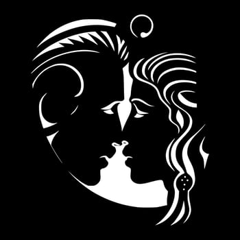 A couple in love - a man and a woman kissing. Design for embroidery, tattoo, t-shirt, emblem, wood carving, logo. vector