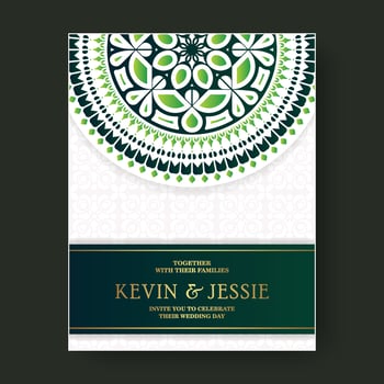 elegant mandala style wedding invitation vector