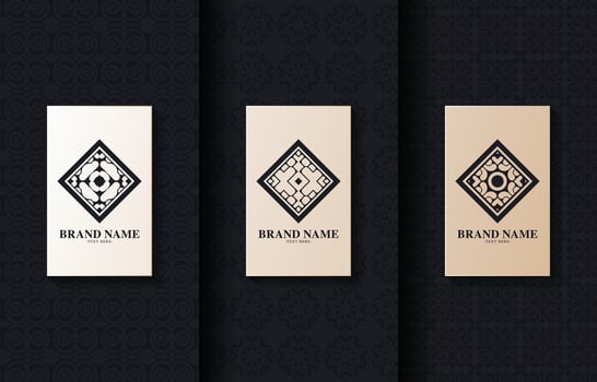 Set retro labels with calligraphic vector logo. Antique monogram collection