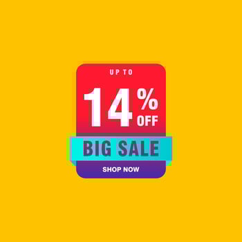 14 discount, Sales Vector badges for Labels, , Stickers, Banners, Tags, Web Stickers, New offer. Discount origami sign banner.