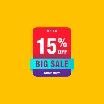 15 discount, Sales Vector badges for Labels, , Stickers, Banners, Tags, Web Stickers, New offer. Discount origami sign banner.