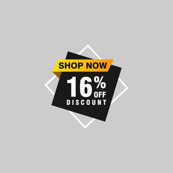 16 discount, Sales Vector badges for Labels, , Stickers, Banners, Tags, Web Stickers, New offer. Discount origami sign banner.