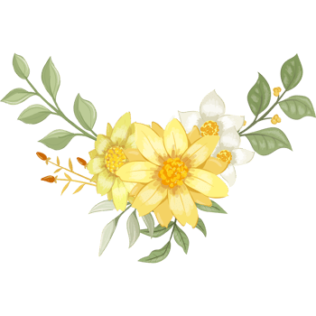Yellow Flower Arrangement with watercolor style png