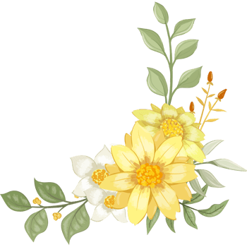 Yellow Flower Arrangement with watercolor style png