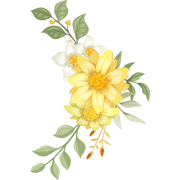Yellow Flower Arrangement with watercolor style png