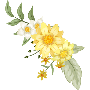 Yellow Flower Arrangement with watercolor style png