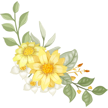 Yellow Flower Arrangement with watercolor style png