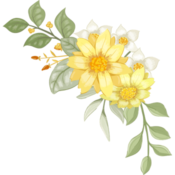 Yellow Flower Arrangement with watercolor style png