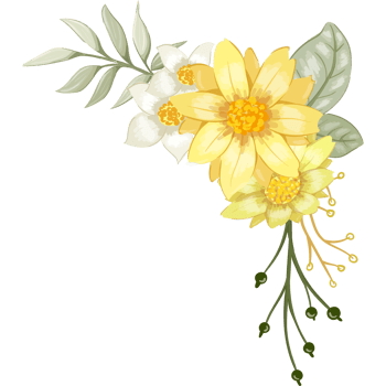 Yellow Flower Arrangement with watercolor style png
