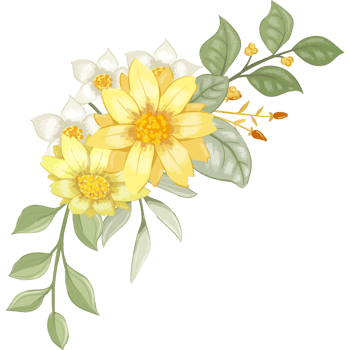 Yellow Flower Arrangement with watercolor style png