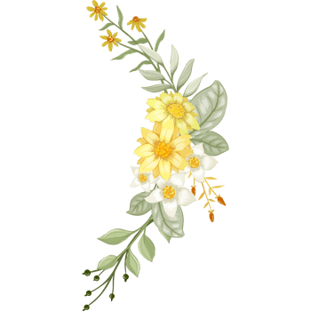 Yellow Flower Arrangement with watercolor style png