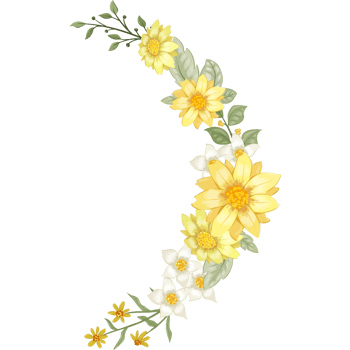 Yellow Flower Arrangement with watercolor style png