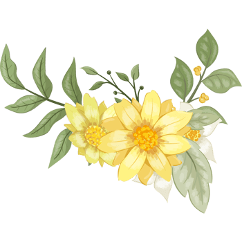 Yellow Flower Arrangement with watercolor style png