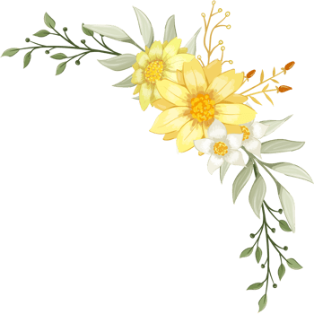 Yellow Flower Arrangement with watercolor style png