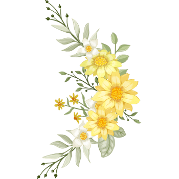 Yellow Flower Arrangement with watercolor style png