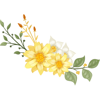 Yellow Flower Arrangement with watercolor style png