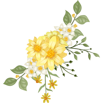 Yellow Flower Arrangement with watercolor style png