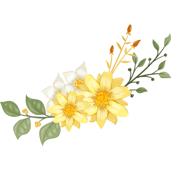 Yellow Flower Arrangement with watercolor style png