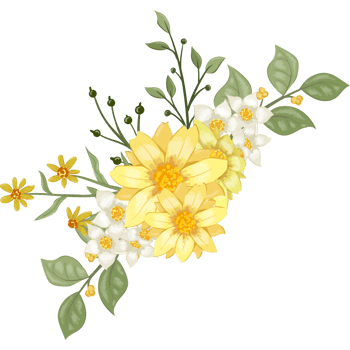 Yellow Flower Arrangement with watercolor style png