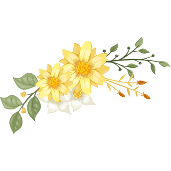 Yellow Flower Arrangement with watercolor style png